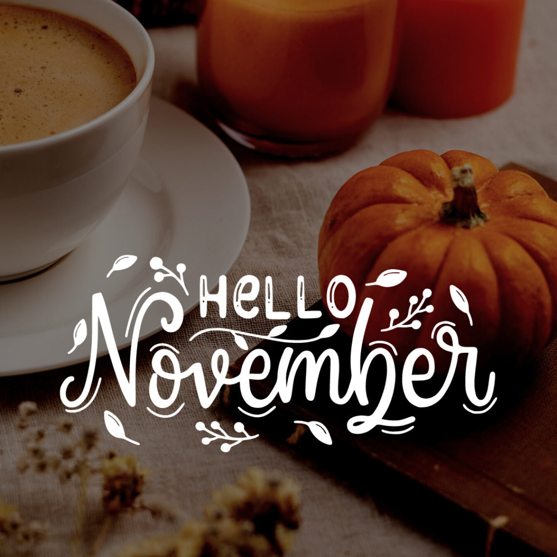 Orange and White Hello November Instagram Story